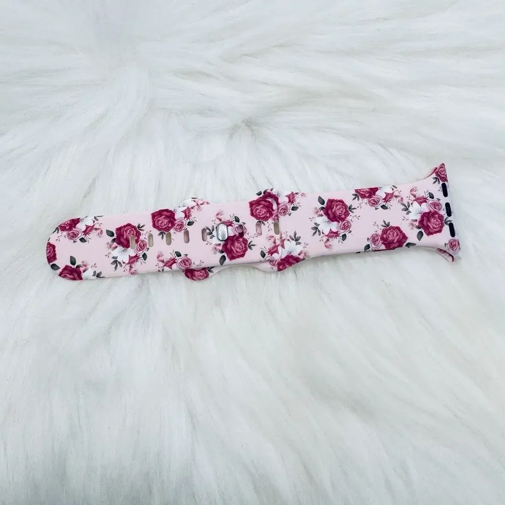 New pink Floral Watch Band For Apple Watch Series 42mm / 44mm / 45mm /49mm